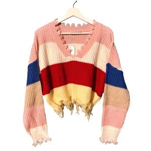 Crop Colorblock Sweater